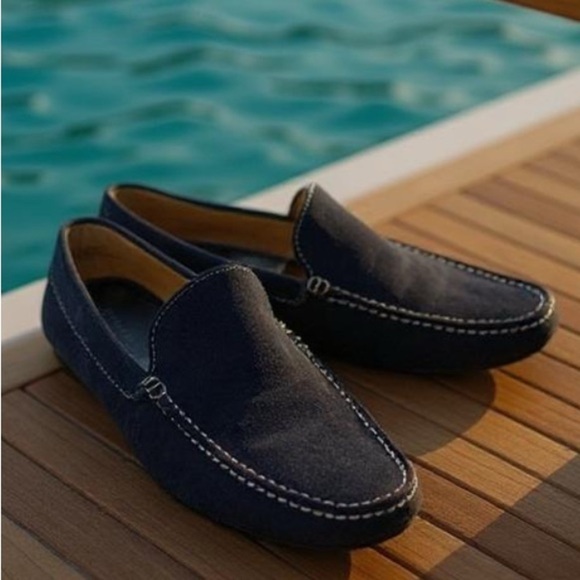 ZanZara Slip On Driving Shoe, Navy Blue, Mens Size 9 - Picture 1 of 6